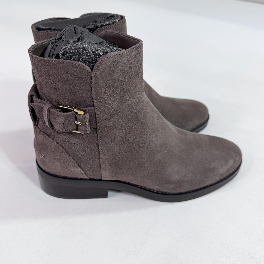 Cole Haan Boots Womens Size 8.5 Gray Suede Hampshire Bootie Ankle Zip Buckle